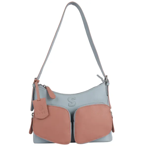 Grey_&_Baby_Pink_Detachable_Strap_&_Zip_Closure_Shoulder_Bag_For_Women