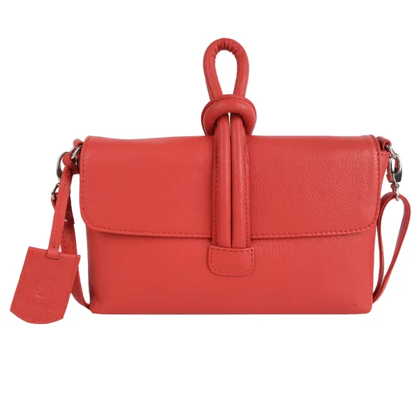 Coral_Red_Detachable_Strap_&_Zip_Closure_Shoulder_Bag_For_Women