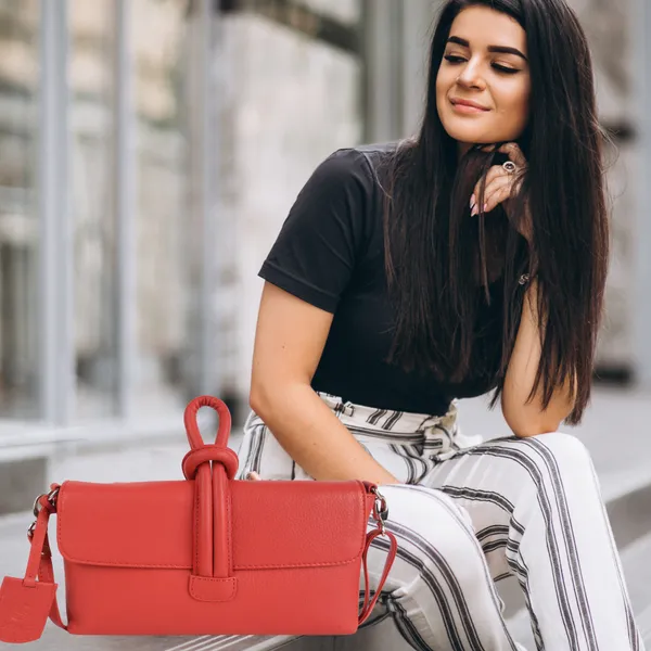 Coral_Red_Detachable_Strap_&_Zip_Closure_Shoulder_Bag_For_Women