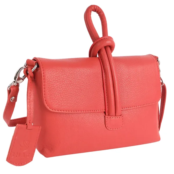 Coral_Red_Detachable_Strap_&_Zip_Closure_Shoulder_Bag_For_Women