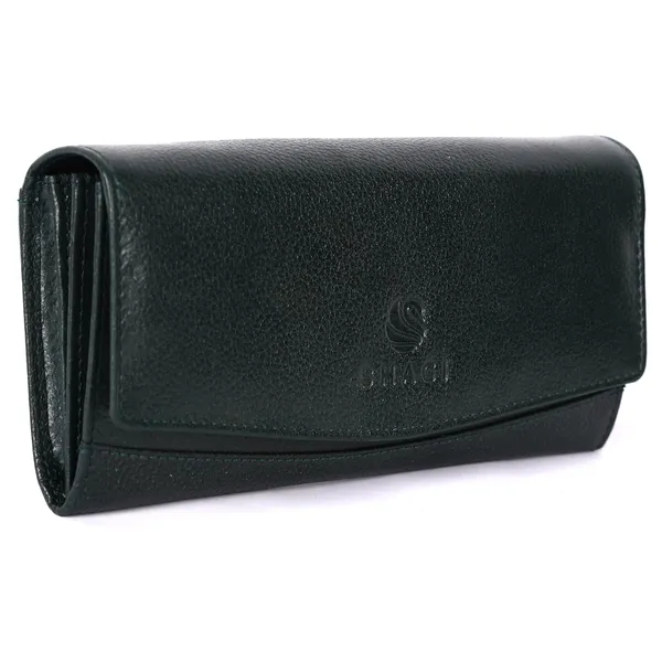 Green_Genuine_Leather_Hand_Crafted_With_Snap_Closure_Clutch_For_Women