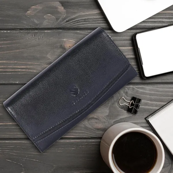 Dark_Blue_Genuine_Leather_Hand_Crafted_With_Snap_Closure_Clutch_For_Women