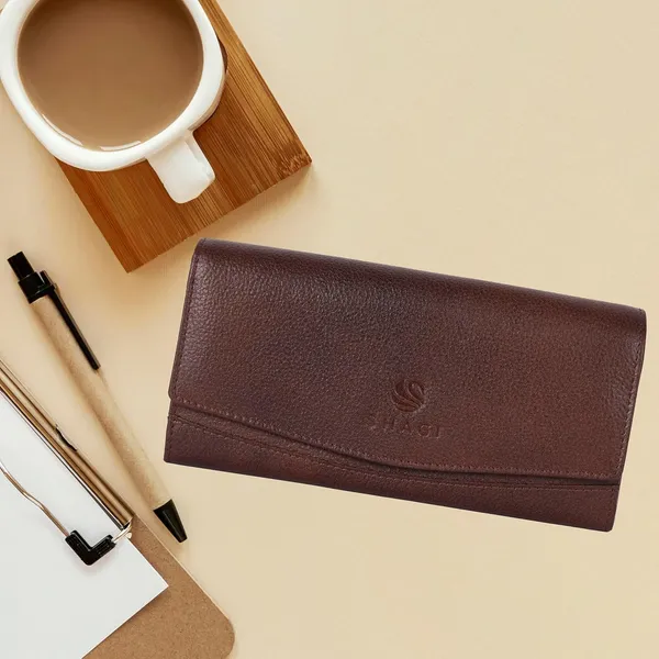 Dark_Brown_Genuine_Leather_Hand_Crafted_With_Snap_Closure_Clutch_For_Women
