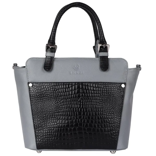 Grey_&_Black_Genuine_Leather_Hand_Crafted_Solid_Satchel_For_Women