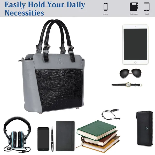 Grey_&_Black_Genuine_Leather_Hand_Crafted_Solid_Satchel_For_Women