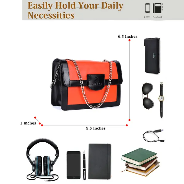 Orange_&_Black_Genuine_Leather_Hand_Crafted_Sling_Bag_For_Women