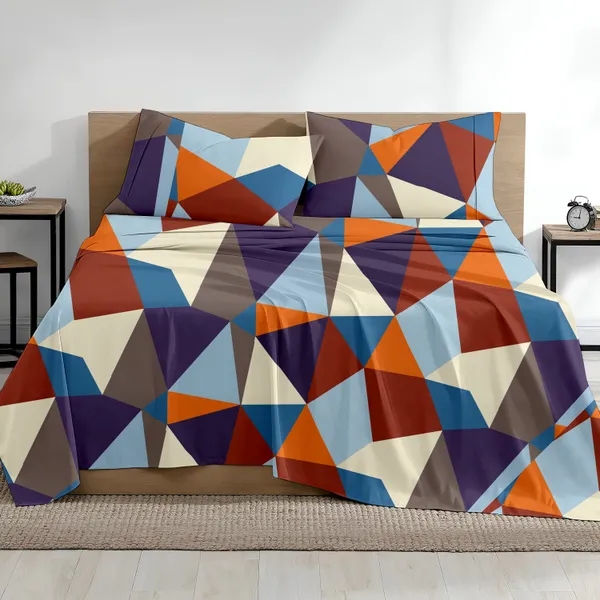 Multicolor_Geometric_Super_Soft_Elegant_Printed_Bedsheet__With_2_Pillow_Covers_92"_x_102"_Inches