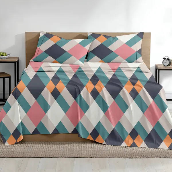 Diamond_Multicolor_Super_Soft_Elegant_Printed_Bedsheet__With_2_Pillow_Covers_92"_x_102"_Inches