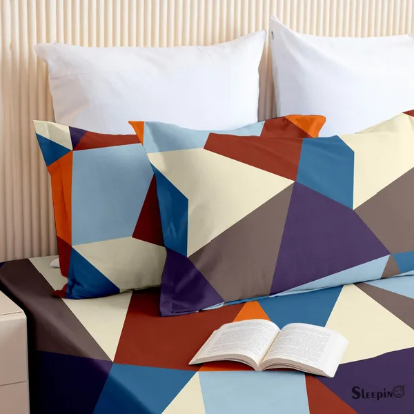 Multicolor_Geometric_Super_Soft_Elegant_Printed_Bedsheet__With_2_Pillow_Covers_92"_x_102"_Inches