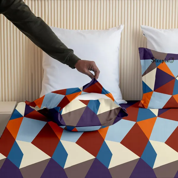 Multicolor_Geometric_Super_Soft_Elegant_Printed_Bedsheet__With_2_Pillow_Covers_92"_x_102"_Inches