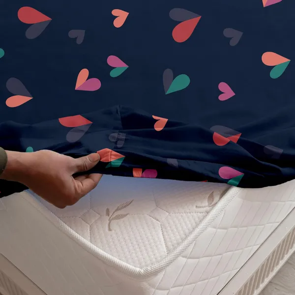 Navy_Blue_All_Around_Cotton_Fitted_Elastic_Bedsheet_With_2_Pillow_Covers