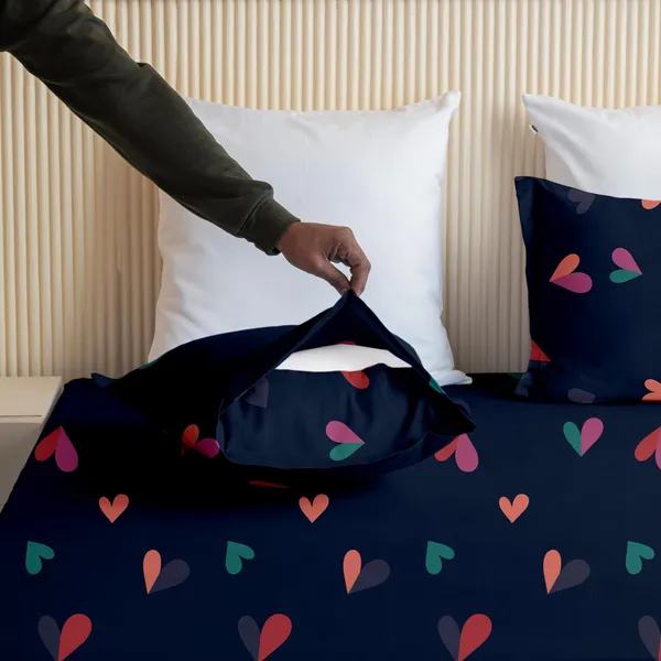 Navy_Blue_All_Around_Cotton_Fitted_Elastic_Bedsheet_With_2_Pillow_Covers