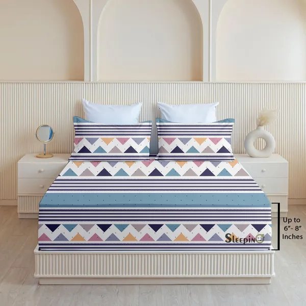 Blue_Stripes_Print_All_Around_Cotton_Fitted_Elastic_Bedsheet_With_2_Pillow_Covers