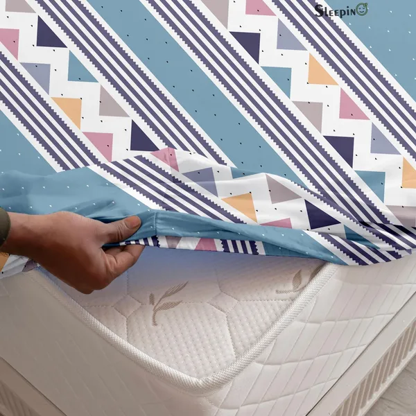 Blue_Stripes_Print_All_Around_Cotton_Fitted_Elastic_Bedsheet_With_2_Pillow_Covers