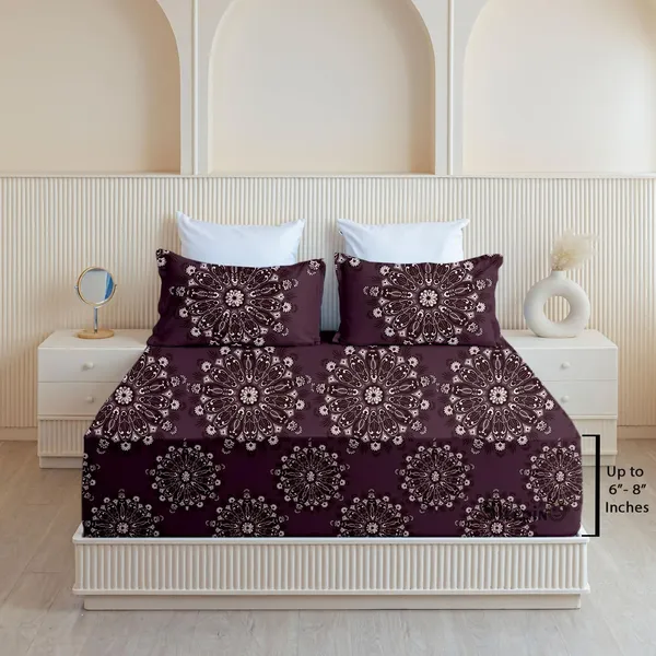 Wine_All_Around_Cotton_Fitted_Elastic_Bedsheet_With_2_Pillow_Covers