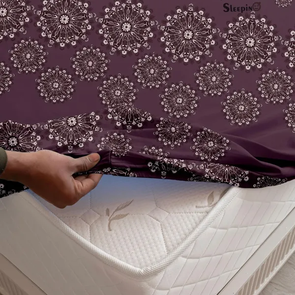Wine_All_Around_Cotton_Fitted_Elastic_Bedsheet_With_2_Pillow_Covers