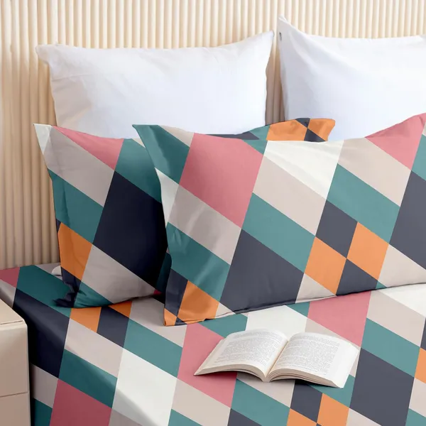 Diamond_Multicolor_All_Around_Cotton_Fitted_Elastic_Bedsheet_With_2_Pillow_Covers