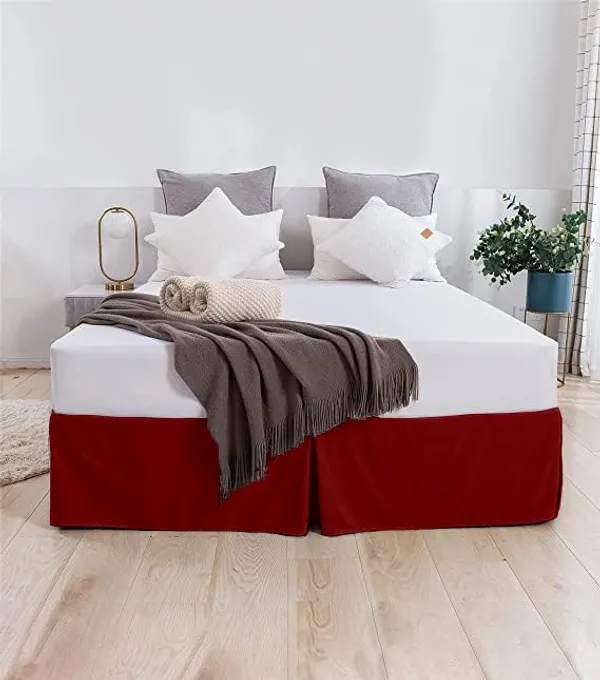 Burgundy_Easy_Fit_Box_Pleated_Bed_Skirt
