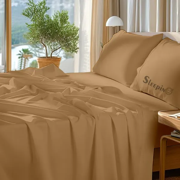 Beige_Egyptian_Cotton_400TC_Solid_Bedsheet_With_Pillow_Covers