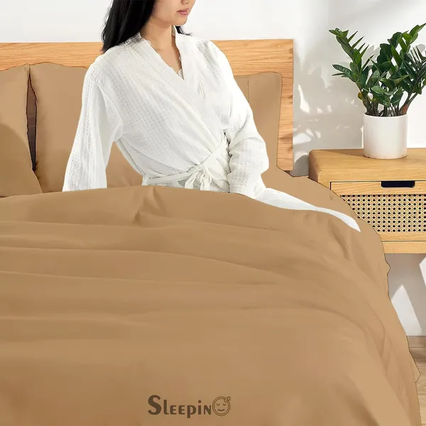 Beige_Egyptian_Cotton_400TC_Solid_Bedsheet_With_Pillow_Covers