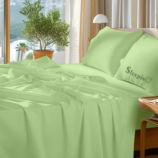 Lime_Green_Egyptian_Cotton_400TC_Solid_Bedsheet_With_Pillow_Covers