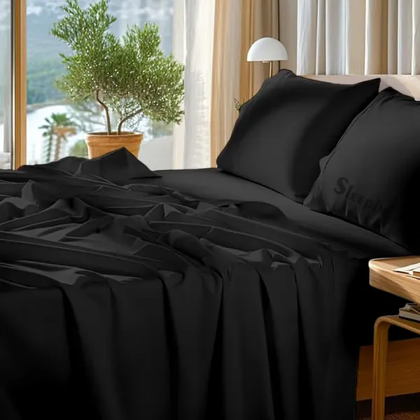 Black_Egyptian_Cotton_400TC_Solid_Bedsheet_With_Pillow_Covers