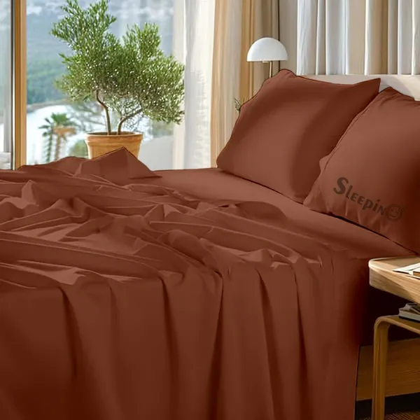 Brown_Egyptian_Cotton_400TC_Solid_Bedsheet_With_Pillow_Covers