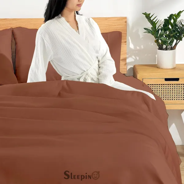 Brown_Egyptian_Cotton_400TC_Solid_Bedsheet_With_Pillow_Covers