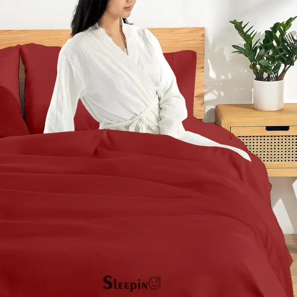 Burgundy_Egyptian_Cotton_400TC_Solid_Bedsheet_With_Pillow_Covers