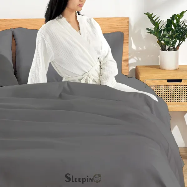 Dark_Grey_Egyptian_Cotton_400TC_Solid_Bedsheet_With_Pillow_Covers