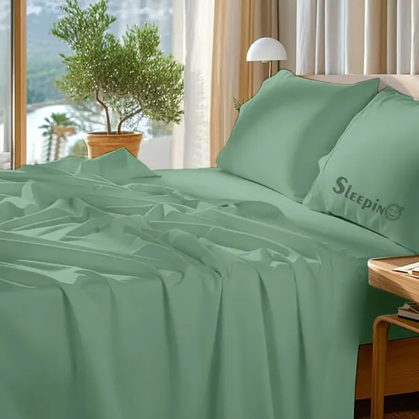 Emerald_Green_Egyptian_Cotton_400TC_Solid_Bedsheet_With_Pillow_Covers
