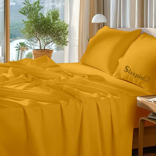Gold_Egyptian_Cotton_400TC_Solid_Bedsheet_With_Pillow_Covers