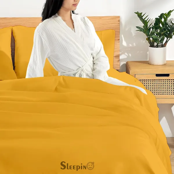 Gold_Egyptian_Cotton_400TC_Solid_Bedsheet_With_Pillow_Covers