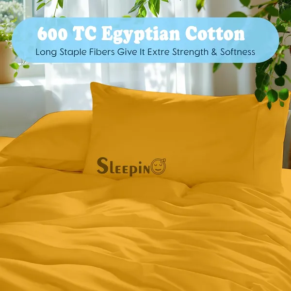Gold_Egyptian_Cotton_400TC_Solid_Bedsheet_With_Pillow_Covers