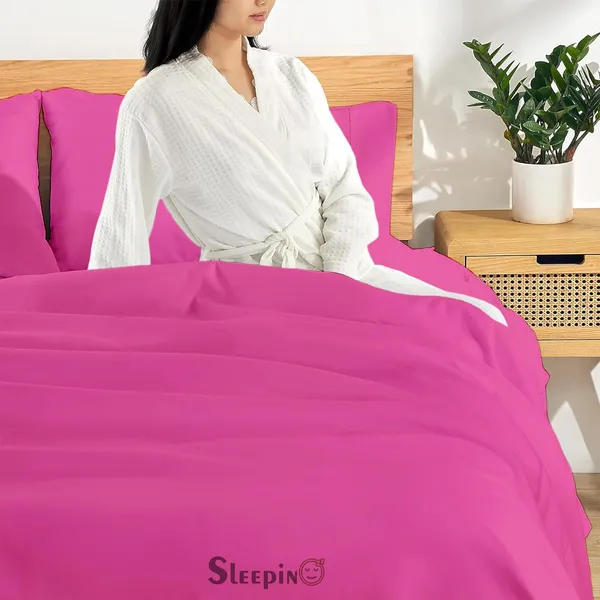 Hot_Pink_Egyptian_Cotton_400TC_Solid_Bedsheet_With_Pillow_Covers