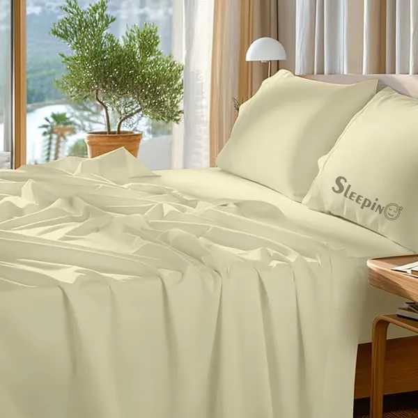 Ivory_Egyptian_Cotton_400TC_Solid_Bedsheet_With_Pillow_Covers