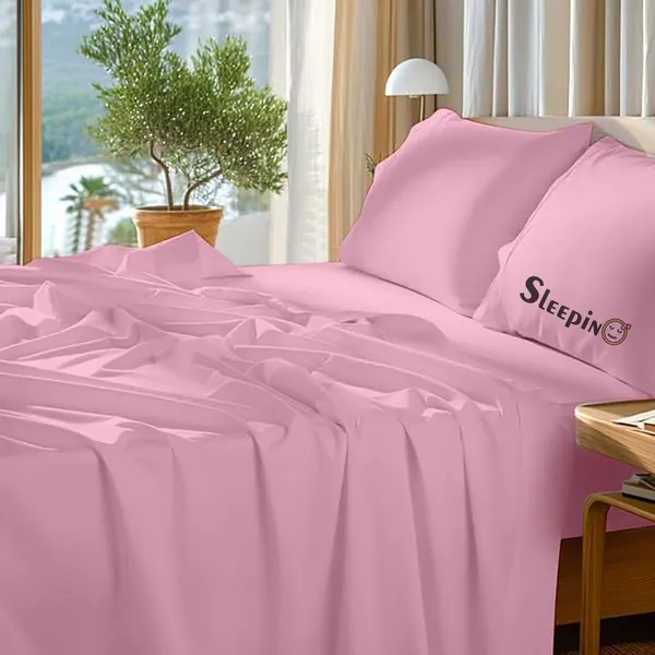 Light_Pink_Egyptian_Cotton_400TC_Solid_Bedsheet_With_Pillow_Covers