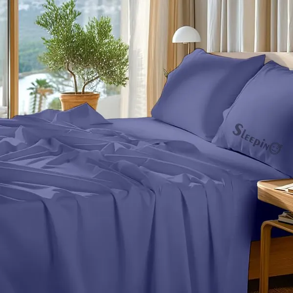 Medium_Blue_Egyptian_Cotton_400TC_Solid_Bedsheet_With_Pillow_Covers