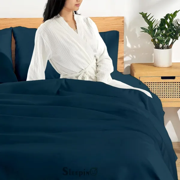 Navy_Blue_Egyptian_Cotton_400TC_Solid_Bedsheet_With_Pillow_Covers
