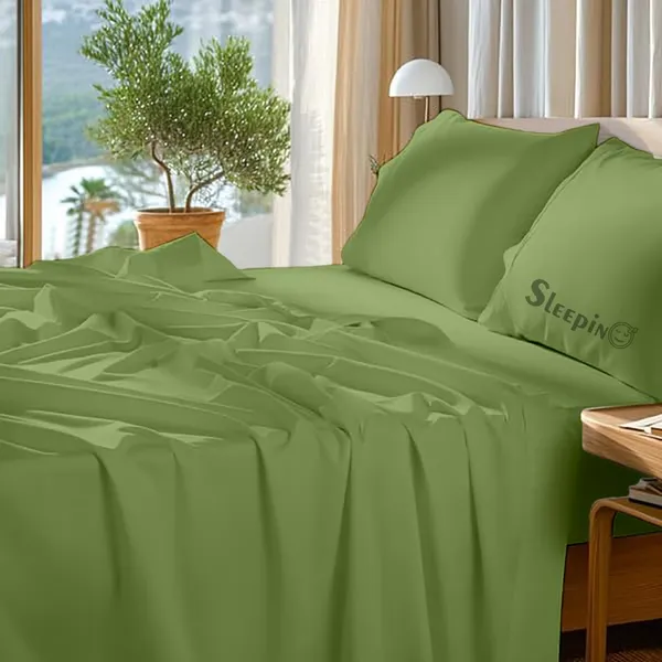 Olive_Egyptian_Cotton_400TC_Solid_Bedsheet_With_Pillow_Covers