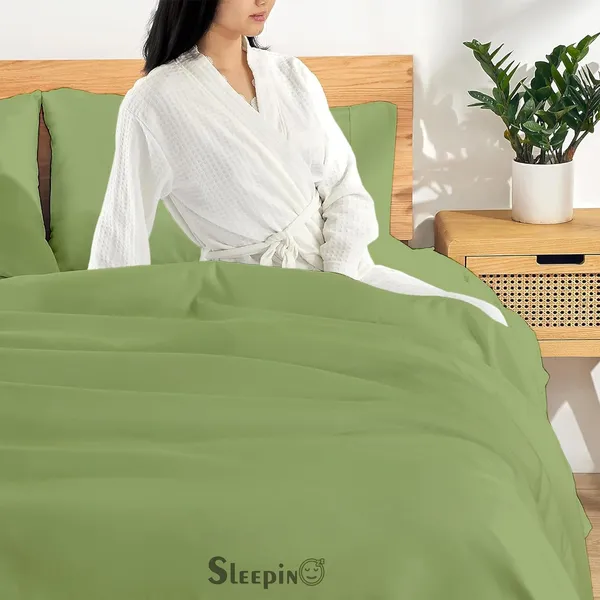 Olive_Egyptian_Cotton_400TC_Solid_Bedsheet_With_Pillow_Covers