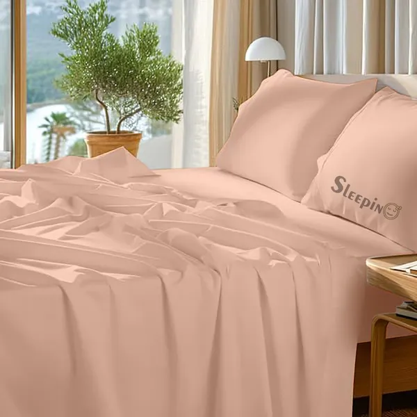Peach_Egyptian_Cotton_400TC_Solid_Bedsheet_With_Pillow_Covers