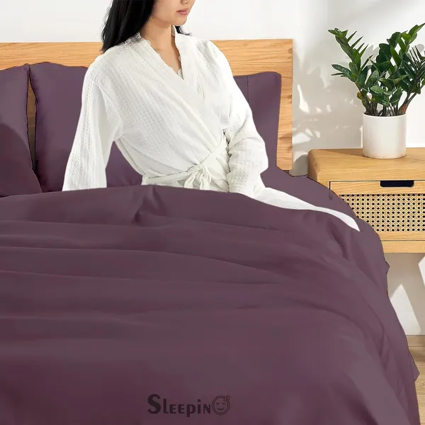 Plum_Egyptian_Cotton_400TC_Solid_Bedsheet_With_Pillow_Covers