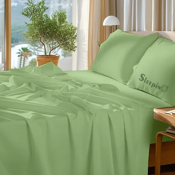Sage_Green_Egyptian_Cotton_400TC_Solid_Bedsheet_With_Pillow_Covers