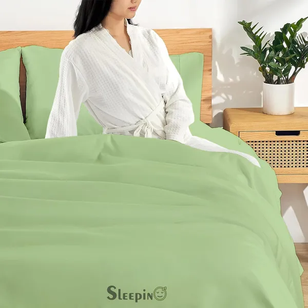 Sage_Green_Egyptian_Cotton_400TC_Solid_Bedsheet_With_Pillow_Covers