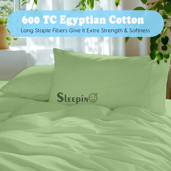 Sage_Green_Egyptian_Cotton_400TC_Solid_Bedsheet_With_Pillow_Covers
