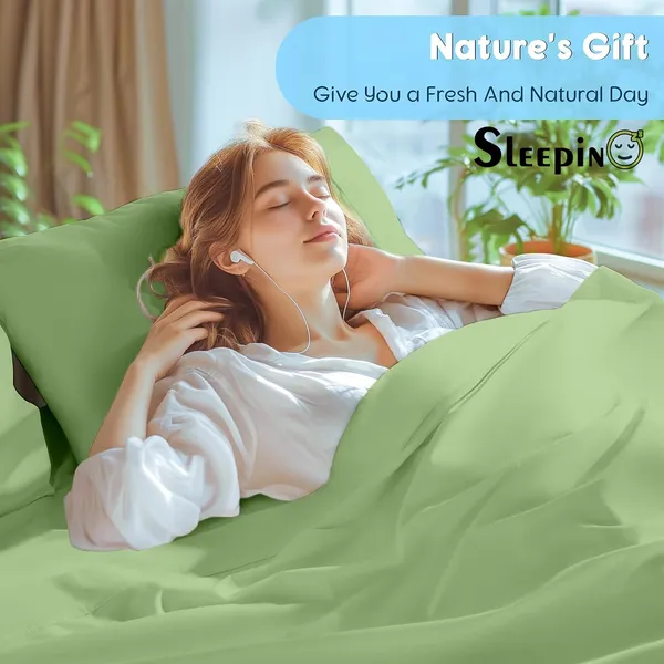 Sage_Green_Egyptian_Cotton_400TC_Solid_Bedsheet_With_Pillow_Covers
