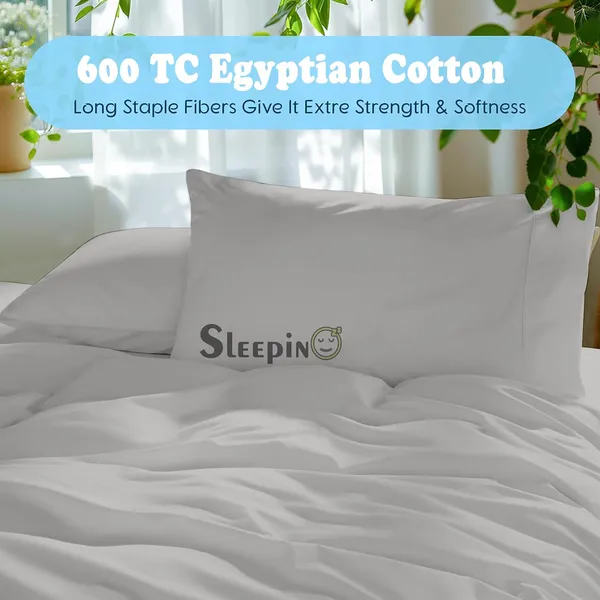 Silver_Grey_Egyptian_Cotton_400TC_Solid_Bedsheet_With_Pillow_Covers