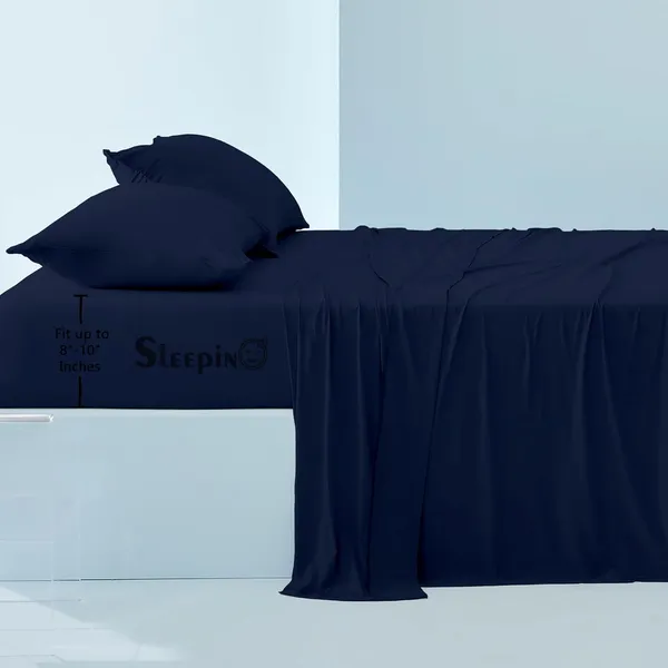 Navy_Blue_Egyptian_Cotton_400TC_All_Around_Elastic_Fitted_Bedsheet_With_Pillow_Cover