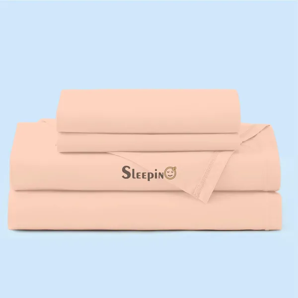 Peach_Egyptian_Cotton_400TC_All_Around_Elastic_Fitted_Bedsheet_With_Pillow_Cover